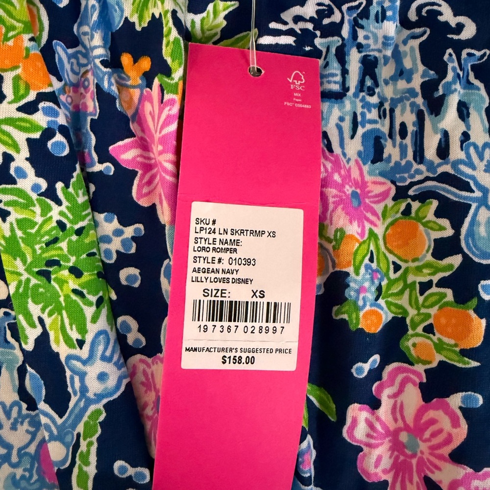 Disney x Lilly Pulitzer Loro Romper XS NWT Lilly Loves Disney 100% Cotton - Picture 2 of 7